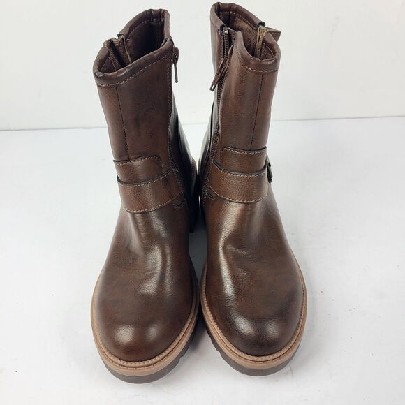 BOC By Born Women's Monika Stacked Heel Moto Boots Brown size 6M - Picture 9 of 14